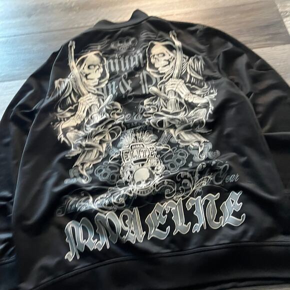 Vintage Y2K MMA Elite Black Men L Cybergrunge Cybergoth Grim Reaper Track Jacket - Picture 2 of 7